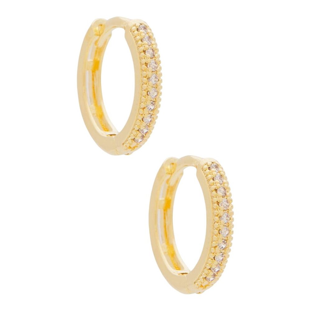 The M Jewelers NY The Melrose Huggies in Gold New Womens Small Hoops Crystals